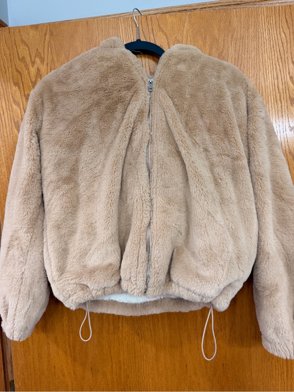Angel Kiss Plush Faux-Fur Puffer Jacket in Tan